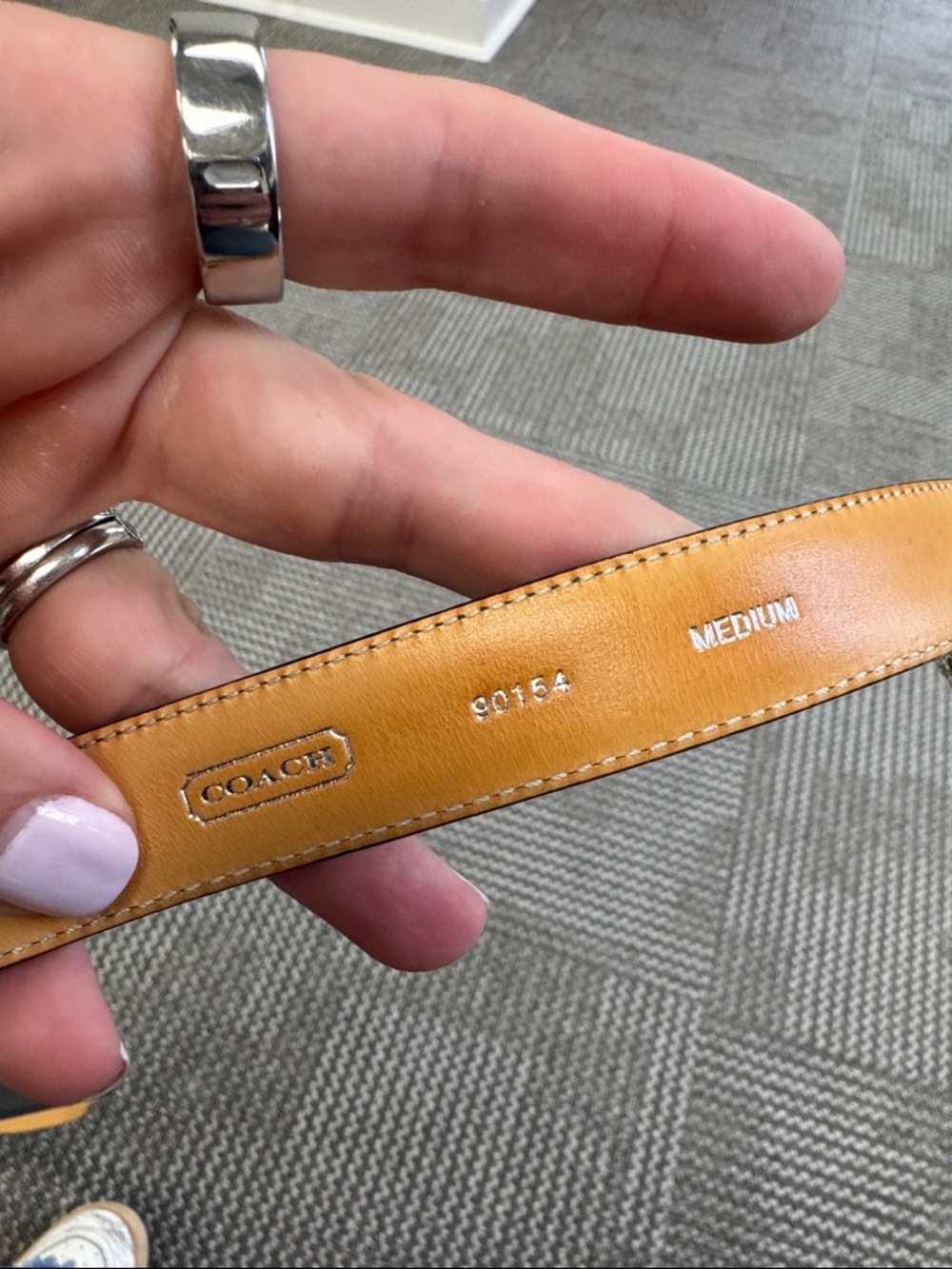 Coach Metallic Leather Belt with Crystal Logo Buckle, size M - Picture 3 of 4